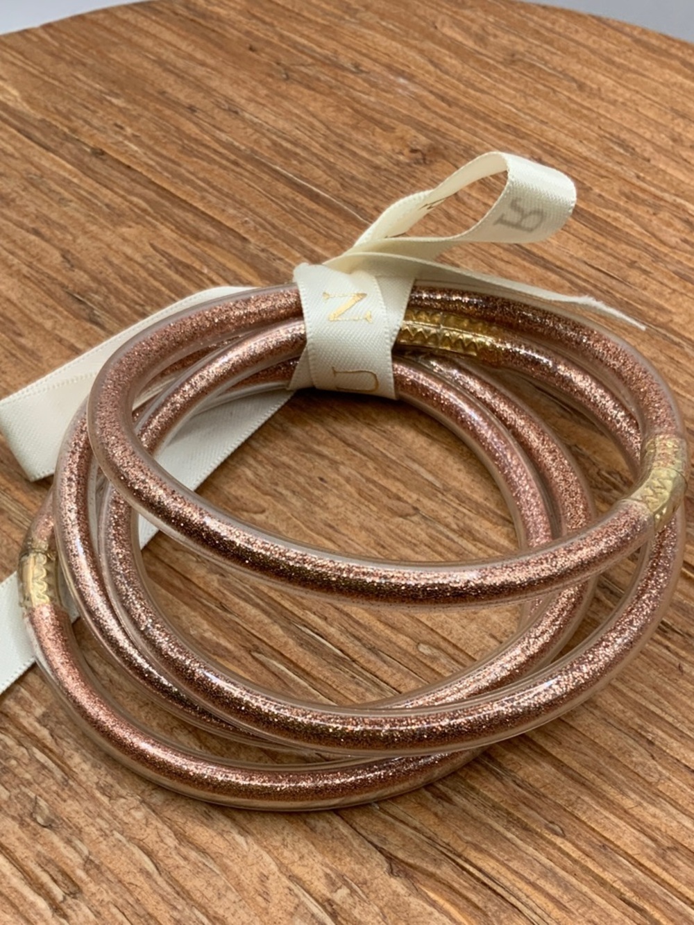 Plunder Rose Gold Glitter Stackable Bangle Set